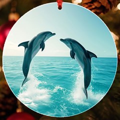 Dolphin Sea Ocean Uv Print Acrylic Ornament Round by Cemarart