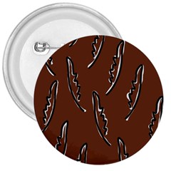 Feather Leaf Pattern Print 3  Buttons by Cemarart