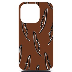 Feather Leaf Pattern Print Iphone 14 Pro Black Uv Print Case by Cemarart