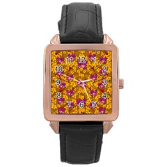 Blooming Flowers Of Orchid Paradise Rose Gold Leather Watch  by pepitasart