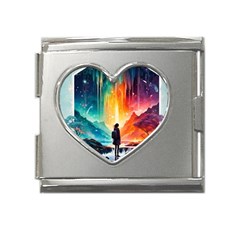 Starry Night Wanderlust: A Whimsical Adventure Mega Link Heart Italian Charm (18mm) by stine1