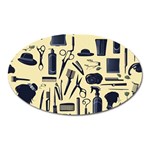 Elegant Hairdresser pattern cream Oval Magnet Front