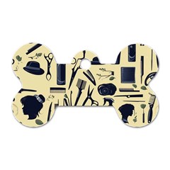 Elegant Hairdresser Pattern Cream Dog Tag Bone (two Sides) by TetiBright