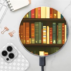 Books Bookshelves Library Fantasy Apothecary Book Nook Literature Study Wireless Fast Charger(white) by Grandong