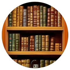 Room Interior Library Books Bookshelves Reading Literature Study Fiction Old Manor Book Nook Reading Round Trivet by Grandong