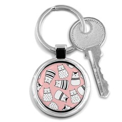 Cute Cats Cartoon Seamless-pattern Key Chain (round) by Apen