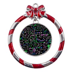 Math Linear Mathematics Education Circle Background Metal Red Ribbon Round Ornament by Apen