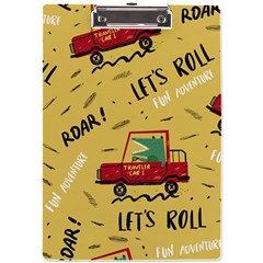 Childish Seamless Pattern With Dino Driver A4 Acrylic Clipboard by Apen