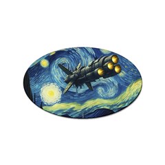 Spaceship Starry Night Van Gogh Painting Sticker Oval (100 Pack) by Maspions