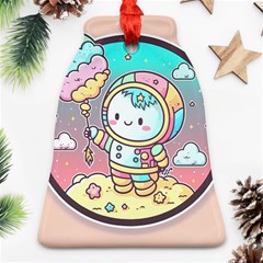 Boy Astronaut Cotton Candy Childhood Fantasy Tale Literature Planet Universe Kawaii Nature Cute Clou Bell Ornament (two Sides) by Maspions