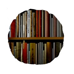 Book Nook Books Bookshelves Comfortable Cozy Literature Library Study Reading Reader Reading Nook Ro Standard 15  Premium Round Cushions by Maspions