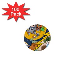 Astronaut Moon Monsters Spaceship Universe Space Cosmos 1  Mini Buttons (100 Pack)  by Maspions