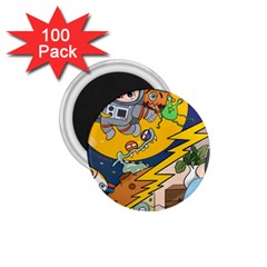 Astronaut Moon Monsters Spaceship Universe Space Cosmos 1 75  Magnets (100 Pack)  by Maspions