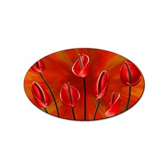 Flowers Red Sticker (oval) by Askadina