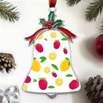 Strawberry Lemons Fruit Metal Holly Leaf Bell Ornament Front