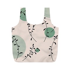 Plants Pattern Design Branches Branch Leaves Botanical Boho Bohemian Texture Drawing Circles Nature Full Print Recycle Bag (m) by Maspions