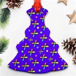 Abstract Background Cross Hashtag Christmas Tree Ornament (Two Sides) Front
