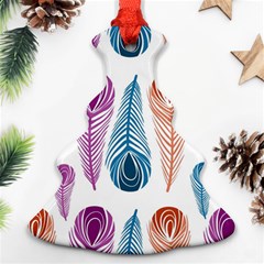 Pen Peacock Colors Colored Pattern Christmas Tree Ornament (two Sides) by Maspions