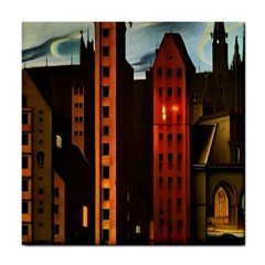 Sci-fi Futuristic Science Fiction City Neon Scene Artistic Technology Machine Fantasy Gothic Town Bu Tile Coaster by Posterlux