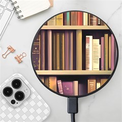 Books Bookshelves Office Fantasy Background Artwork Book Cover Apothecary Book Nook Literature Libra Wireless Fast Charger(black) by Posterlux