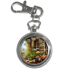 Room Interior Library Books Bookshelves Reading Literature Study Fiction Old Manor Book Nook Reading Key Chain Watches by Posterlux