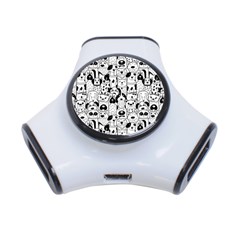 Seamless Pattern With Black White Doodle Dogs 3-port Usb Hub by Grandong