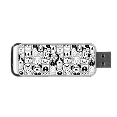 Seamless Pattern With Black White Doodle Dogs Portable Usb Flash (one Side) by Grandong