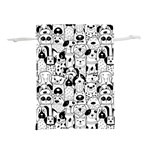 Seamless Pattern With Black White Doodle Dogs Lightweight Drawstring Pouch (L) Back