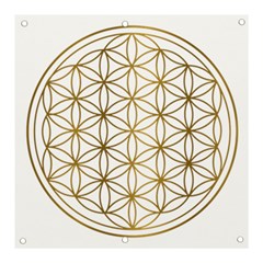 Gold Flower Of Life Sacred Geometry Banner And Sign 3  X 3  by Maspions