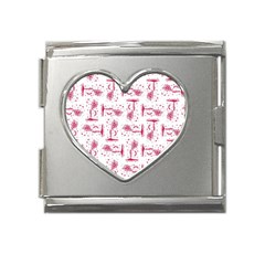 Fantasy Landscape Scene Sketchy Illustration Motif Pattern Wb Mega Link Heart Italian Charm (18mm) by dflcprintsclothing