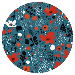 Round Trivet - Corals And Flowers On Teal by bluecow