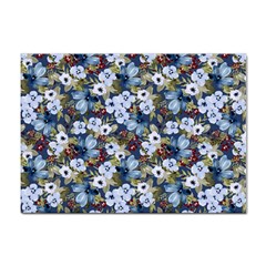 Blue Flowers Dark Blue Flowers Sticker A4 (100 Pack) by DinkovaArt
