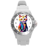 Wild cat Round Plastic Sport Watch (L) Front