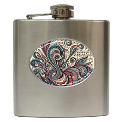 Paisley Print Musical Notes6 Hip Flask (6 Oz) by RiverRootz