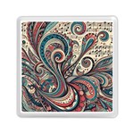 Paisley Print Musical Notes6 Memory Card Reader (Square) Front