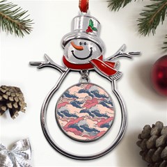 Waves Ocean Sea Water Pattern Rough Seas Digital Art Nature Nautical Metal Snowman Ornament by Bedest