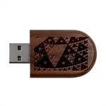 Fractal Triangle Geometric Abstract Pattern Wood Oval USB Flash Drive USB