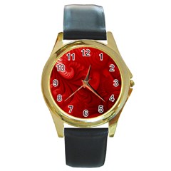 Lachs Kl Rotweissschwarz Kl Round Gold Metal Watch by 2607694c