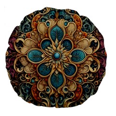 Dunkelbraun Pattern 1 Large 18  Premium Round Cushions by 2607694c