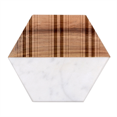 Rosa Grau Streifen Marble Wood Coaster (hexagon)  by 2607694c