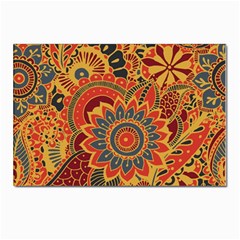 Bright Seamless Pattern With Paisley Mehndi Elements Hand Drawn Wallpaper With Floral Traditional In Postcards 5  X 7  (pkg Of 10) by Ket1n9