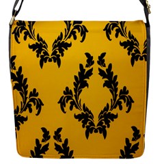 Yellow Regal Filagree Pattern Flap Closure Messenger Bag (s) by Azkajaya