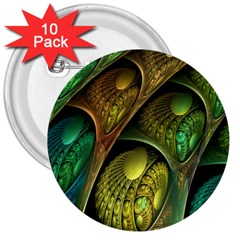 Psytrance Abstract Colored Pattern Feather 3  Buttons (10 Pack)  by Ket1n9