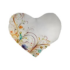 Flower Blau Standard 16  Premium Flano Heart Shape Cushions by 2607694c