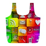 Colorful 3d Social Media Full Print Recycle Bag (L) Back