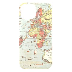 Vintage Old Antique World Map Iphone 15 Black Uv Print Pc Hardshell Case by Bedest
