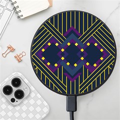 Line Square Pattern Violet Blue Yellow Design Wireless Fast Charger(black) by Ravend