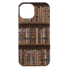 Old Bookshelf Orderly Antique Books Iphone 15 Black Uv Print Pc Hardshell Case by Ravend