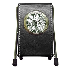 Abstract Art Tropical Leaves Pen Holder Desk Clock by Valentinaart