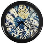Abstract Art Tropical Leaves Wall Clock (Black) Front